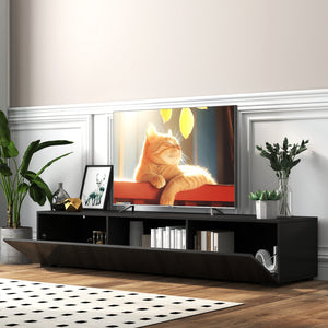 English Elm Modern Floating Media Console with Drop Down Doors and Display Shelf for Living Rooms W331P361255