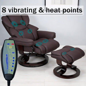 English Elm Swivel Faux Leather Manual Recliner with Ottoman Ergonomic Lounge Chair for Living Room W1622P460963