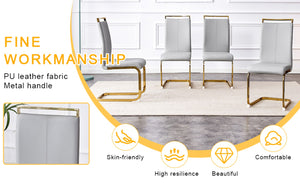 English Elm Table Elegance: 71"X35.4" Clear Glass Dining Set With 8 Light Gray Pu Chairs & Golden Legs W1151S02366-GIGA