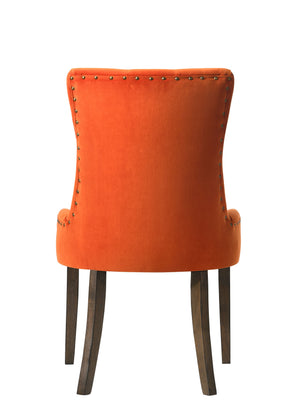 English Elm Farren Orange Velvet Side Chairs Set of 2 — Tufted Back, Nailhead Trim, Plush Cushioning & Sturdy Oak Frame B2726P264600