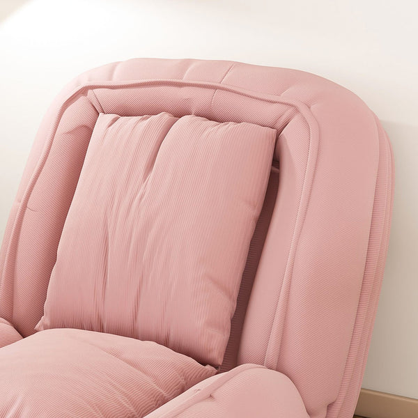 English Elm Upholstered Corduroy Floor Lounger Foldable Sofa Bed with 5 Reclining Positions Pink W2699P410741