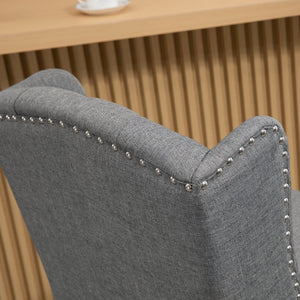 English Elm HOMCOM 26.75" Counter Height Bar Stools Set of 2 with Cushioned Linen Seats & Solid Wood Legs, Light Gray W2225P173998