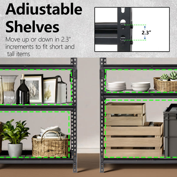 English Elm 5-tier Industrial Steel Shelving Unit Boltless Garage Workshop Storage Rack Black W2932P373612