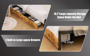 English Elm Corner Full Daybed Frame With Storage Drawers, Led Light & Charging Station For Kids’ Rooms W3107P334244