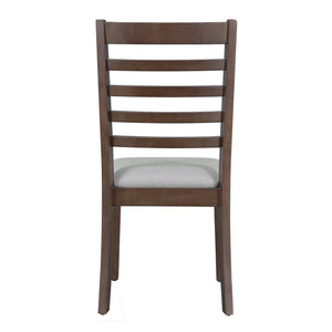 English Elm Farmhouse Ladder Back Dining Chairs Rubberwood Frame Upholstered Seat Set of 2 Brown+Beige N752P272063D