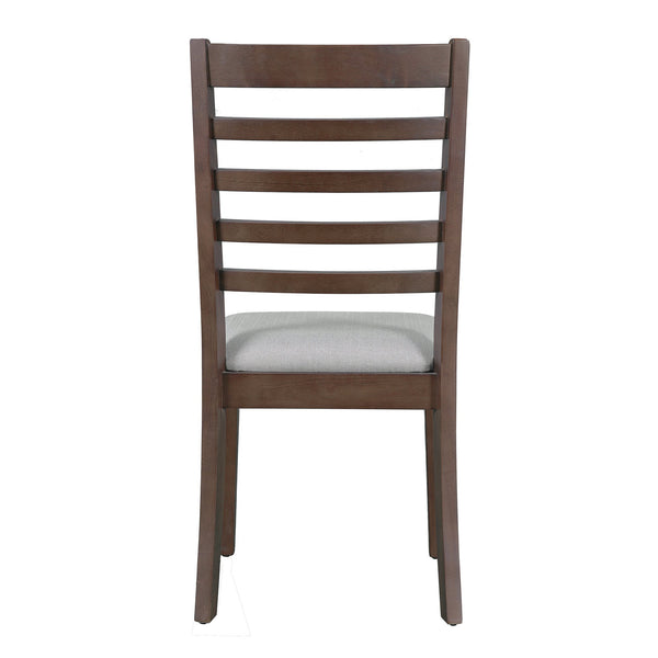 English Elm Farmhouse Ladder Back Dining Chairs Rubberwood Frame Upholstered Seat Set of 2 Brown+Beige N752P272064D