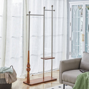 English Elm 70" Industrial Coat Rack Solid Wood Shelves Steel Frame Entryway Storage 110lb W2920P276826