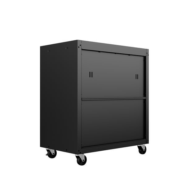 English Elm Rolling Metal Garage Cabinet with Locking Doors Diamond Texture Industrial Storage Charcoal Grey B365P398225