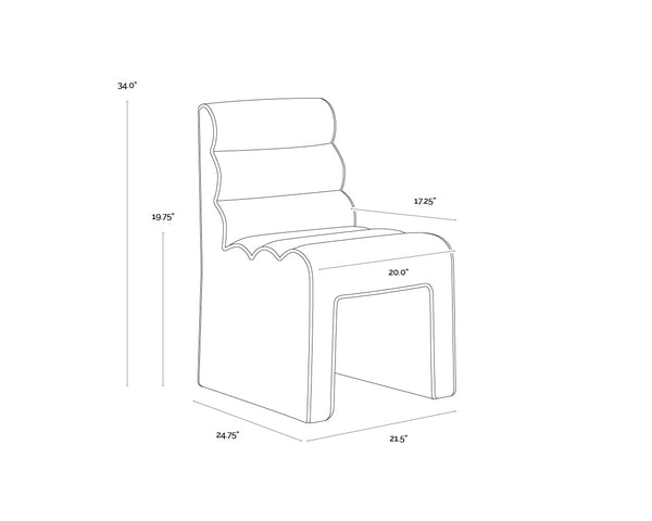 Sunpan Stuart Dining Chair in Meg Gold - Elegant Tufted Design for Modern Dining Spaces, 21.5"W x 24.75"D