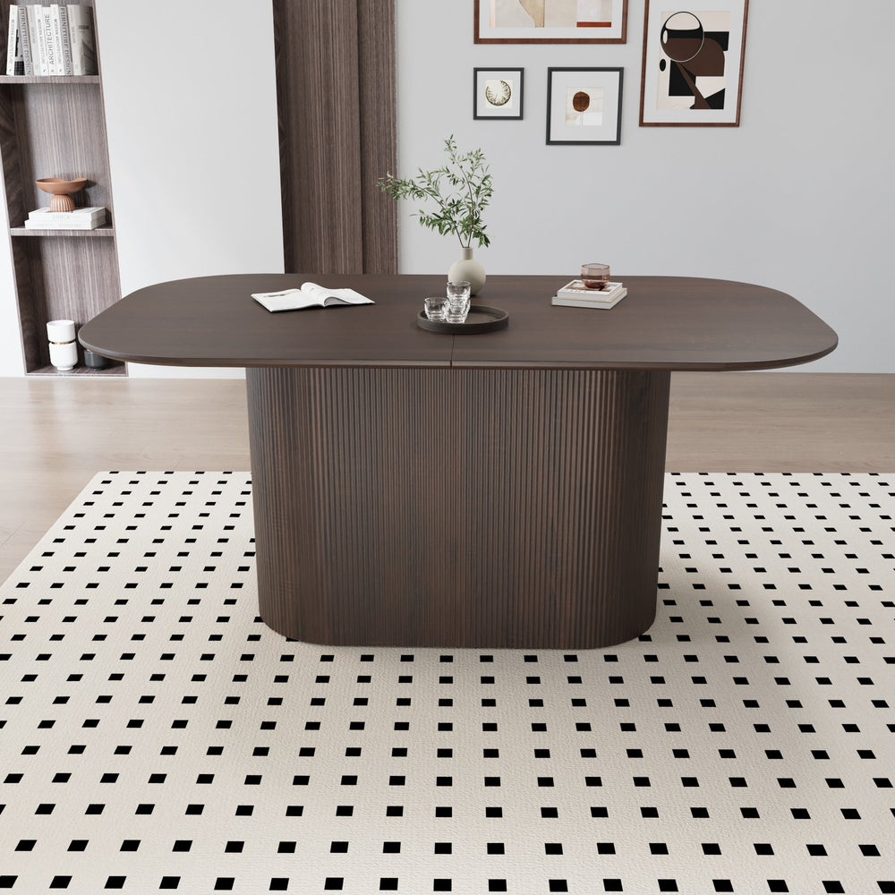 English Elm 62.4" Extendable Mdf Dining Table Mid-century Industrial Style with Bold X Metal Legs W2189S00839