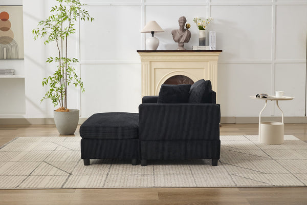 English Elm Chaise Lounge Chair With Removable Ottoman - Modern Upholstered Sofa Bed For Living Room & Bedroom Comfort W1170P353044
