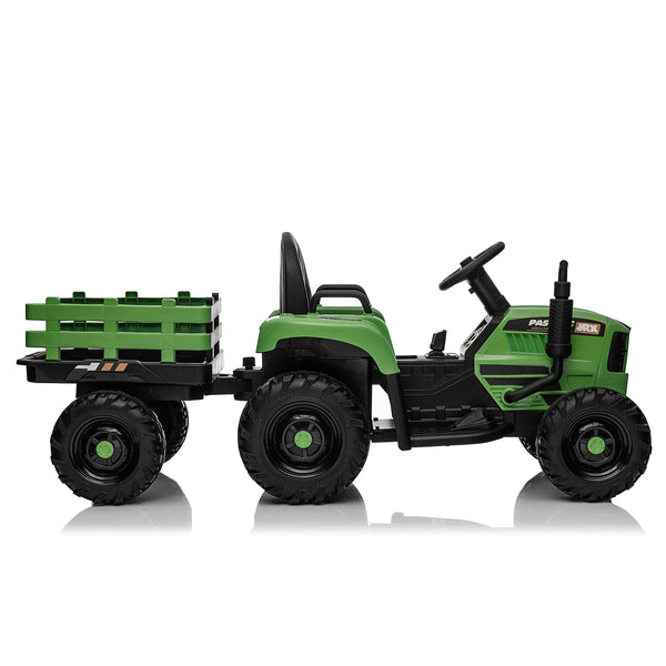 English Elm Ride on Electric Tractor Toy with Trailer 24v 400w Dual Motors Remote Control Led Emerald W1578P194690