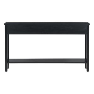 English Elm U_style Contemporary Console Table with 4 Drawers Pine Legs Open Shelf Foyer N711P218638B