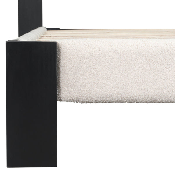 English Elm Christopher Knight Home® - Boucle Cal King Upholstered Platform Bed with Square-Stitched Headboard, Beige Fabric & Black Legs N758C546162A