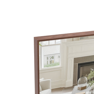 English Elm 60"X40" Oversized Modern Rectangle Mirror With Walnut Frame - Stylish Dual Orientation Wall Décor W708P297606