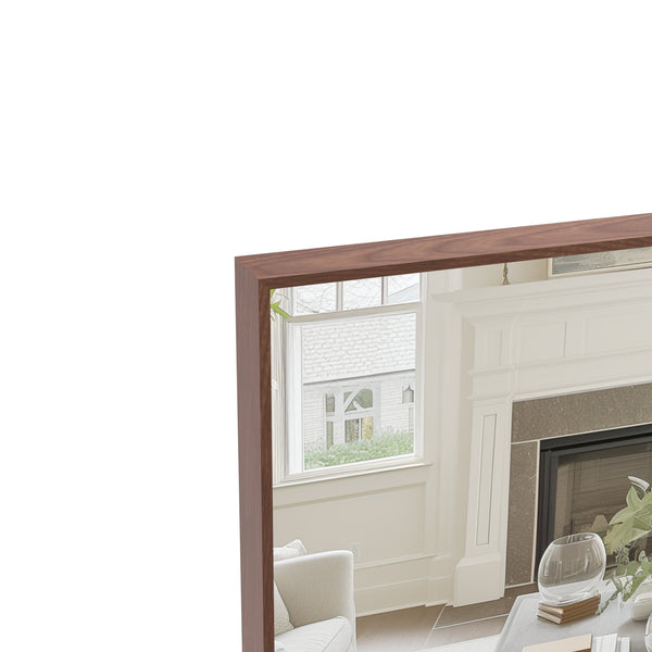 English Elm 60"X40" Oversized Modern Rectangle Mirror With Walnut Frame - Stylish Dual Orientation Wall Décor W708P297606