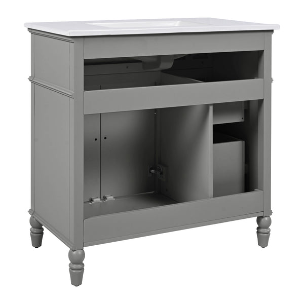 English Elm Christopher Knight Home® - 36" Bathroom Vanity with Sink - Freestanding Ceramic Top, Soft-Close Doors & Drawers, Robust Craftsmanship Grey N759P340019E