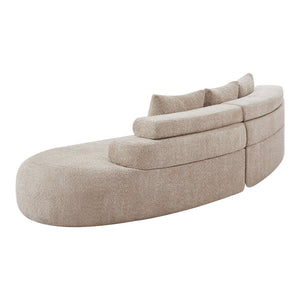 English Elm 122" Curved Modular Sectional Sofa Cloud Fill Polyester Upholstered Living Room Seating Almond N771P396326V_N771P396327V
