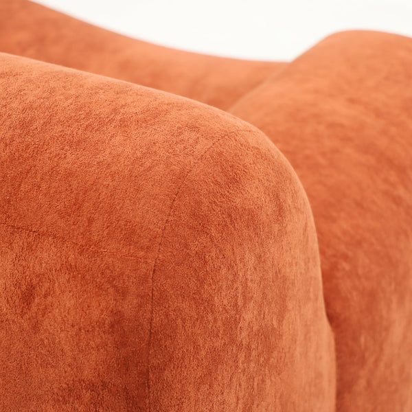 English Elm Wide Chenille Accent Chair Oversized Cozy Seat for Bedroom Living or Studio Spaces Orange W5385P433251