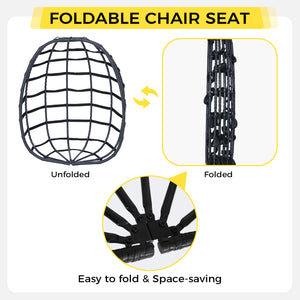 English Elm Egg Hanging Chair with Stand Pe Rattan Swing Seat Washable Cushion Patio Bedroom T5880P497430