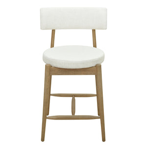 English Elm Christopher Knight Home® - Mid Century Modern Counter Stools Set Of 2 - Natural Wood & Beige Upholstered Comfort Design N771P205427A