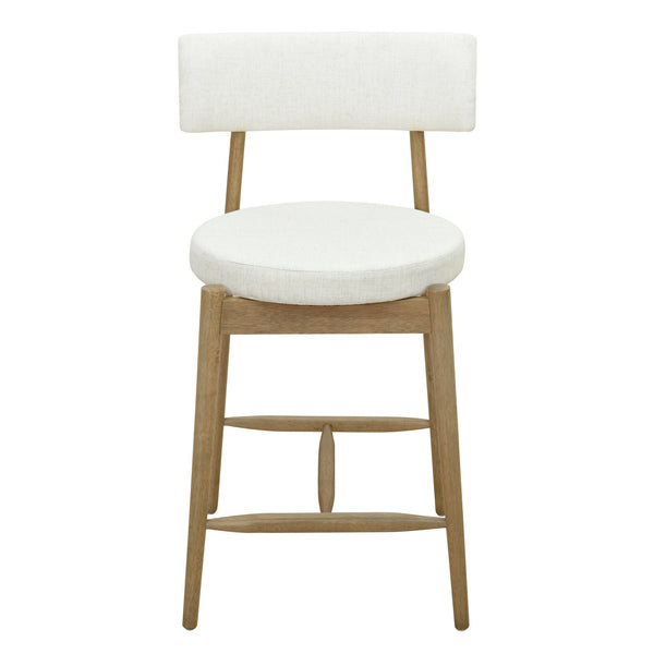 English Elm Christopher Knight Home® - Mid Century Modern Counter Stools Set Of 2 - Natural Wood & Beige Upholstered Comfort Design N771P205427A