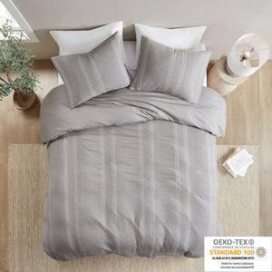 Urban Habitat Darby Casual 3 Piece Cotton Gauze Waffle Weave Duvet Cover Set UH12-2436 Grey