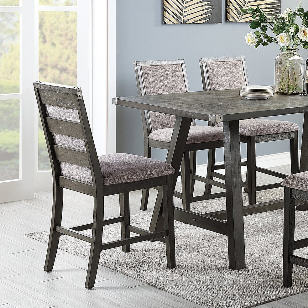 English Elm Set of 2 Counter Height Chairs with Upholstered Cushion and Weathered Wood Legs for Comfort and Style Grey B016P222637