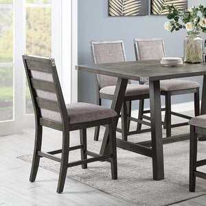 English Elm Set of 2 Counter Height Chairs with Upholstered Cushion and Weathered Wood Legs for Comfort and Style Grey B016P222637