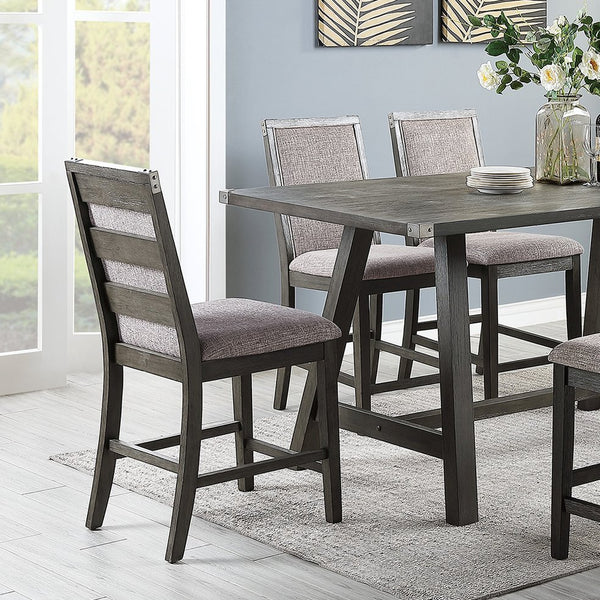 English Elm Set of 2 Counter Height Chairs with Upholstered Cushion and Weathered Wood Legs for Comfort and Style Grey B016P222637