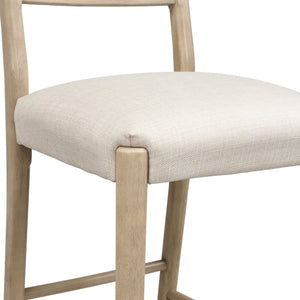 English Elm Christopher Knight Home® - BAR STOOL ladder-back farmhouse set of 2 with upholstered rubberwood seats, tapered legs, timeless charm Beige N771P339875A