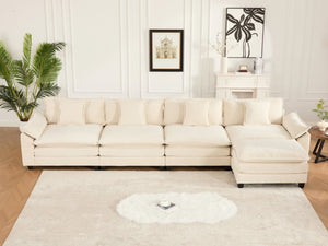 English Elm Wider 3-Seat Modern Sectional Sofa With Plush Double-Layer Cushions & Breathable Chenille Fabric W1143S00046-GIGA