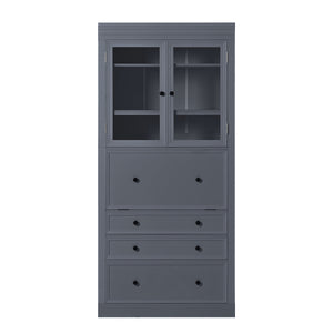 English Elm Topmax Shaker Pantry Cabinet with Drawers Power Outlet and Glass Doors SP000094AAE