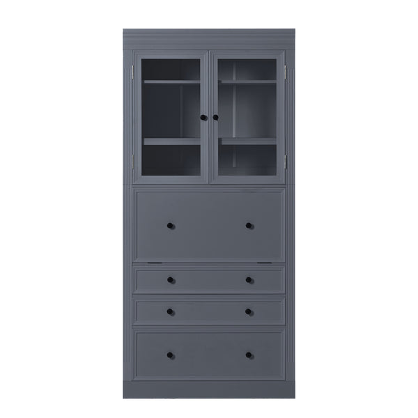 English Elm Topmax Shaker Pantry Cabinet with Drawers Power Outlet and Glass Doors SP000094AAE