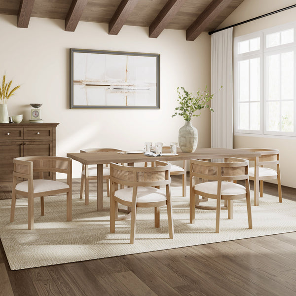 English Elm Christopher Knight Home® - 7-Piece Elegant Dining Set: Modern Wood Table & Upholstered Chairs For Stylish Family Meals & Gatherings N771P192287B_N771P195513A