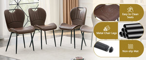 English Elm Set of 4 Olive Fabric Dining Chairs Ergonomic Cushion Black Steel Frame Modern Black+Brown W1151P454885