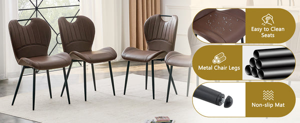 English Elm Set of 4 Olive Fabric Dining Chairs Ergonomic Cushion Black Steel Frame Modern Black+Brown W1151P454885