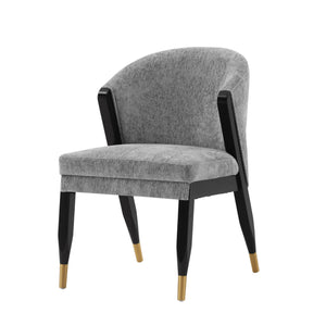 English Elm Ola Wood Chenille Dining Chair with Elm Frame and Brushed Gold Tips, Luxurious Foam Seat, 330lb Capacity Grey B365P397689