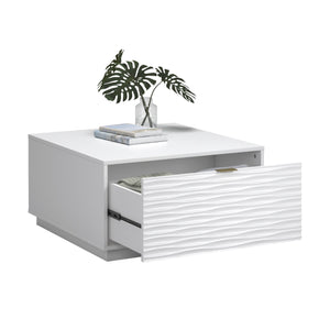 English Elm Coffee Coffee Table with Gold-Tone Accents and Two Drawers for Stylish Living Room Storage and Decor White B356P402588