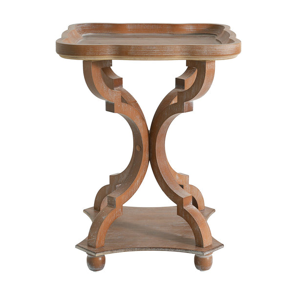 English Elm Accent Table French Country Hourglass Base Carved Wood Distressed Finish Entryway Side 69816.00NTL