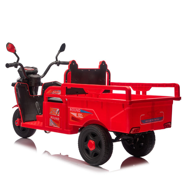 English Elm 12v Kids Electric Cargo Trike with Led Lights Wide Seat Anti-slip Wheels Toddler Ride On Red W1578P336051