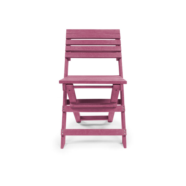 English Elm Coastal Bay Recycled Hdpe Folding Bistro Chair for Patio and Balcony Use Burgundy B2745P409665