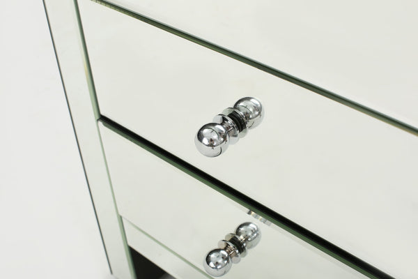 English Elm Christopher Knight Home® - 17.70'' Mirrored Nightstand - Silver Glass 3-Drawer Accent Table, Compact Glam Bedside Storage, Smooth Metal Glides 60982.00