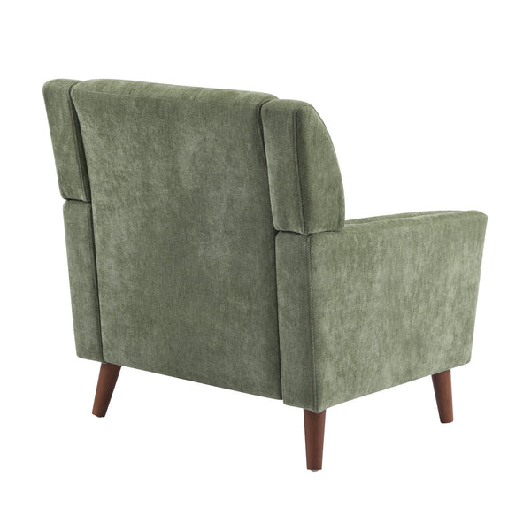 English Elm Mid-century Waffle Tufted Club Chair Solid Wood Splayed Legs Reading Lounge Accent Green,Walnut N776P379535G