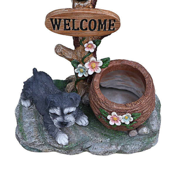 English Elm Schnauzer Solar Led Resin Planter Statue Outdoor Garden Accent for Patio Decor W5398P464236