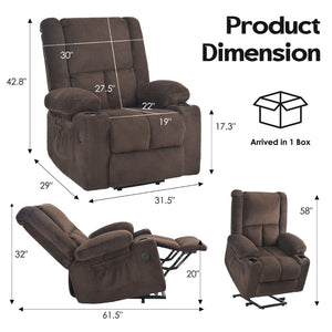 English Elm Power Lift Recliner Chair With Massage, Heat Therapy, Usb Ports & Cup Holders For Ultimate Comfort P2 T3623P380493-GIGA