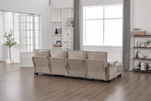 English Elm United We Win U-Shaped Chenille Sectional Couch, 4-Seat Modular Sofa With Memory Foam & Storage W1568S00219-GIGA