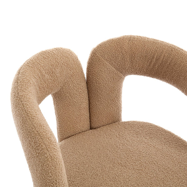 English Elm Contemporary Velvet Upholstered Barrel Accent Chair Set of 2 with Foam Seat, Steel Frame, Plush Upholstery Camel Teddy W395P224766