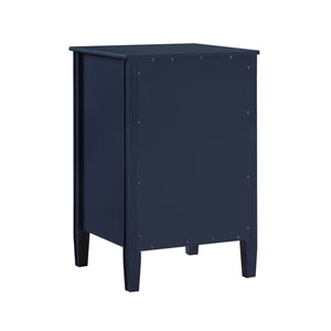 English Elm Winston 2-Drawer Storage Nightstand with Brushed Gold Knobs, Open Shelf, Fluted Legs, No Assembly Dark Blue B050P376957