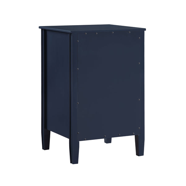 English Elm Winston 2-Drawer Storage Nightstand with Brushed Gold Knobs, Open Shelf, Fluted Legs, No Assembly Dark Blue B050P376957